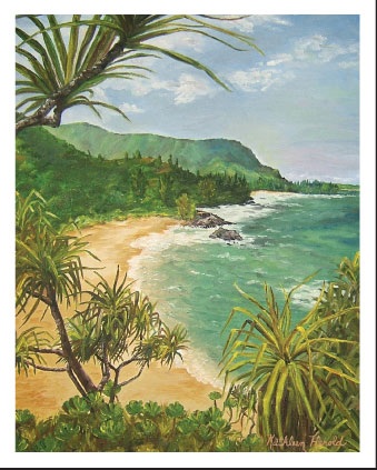 Acrylic Painting of a Hawaiian Beach on canvas