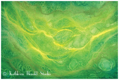 Abstract Watercolor Painting | Green | Yellow