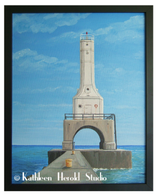 Breakwater Lighthouse Port Washington WI Acrylic Painting