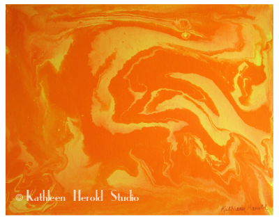 Abstract Acrylic Painting in Orange & Yellow