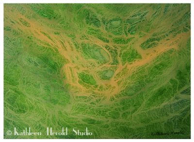 Abstract Watercolor Painting in Green & Yellow