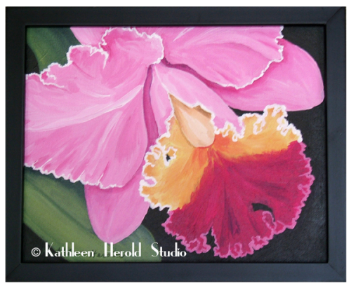 Pink Orchid Acrylic Painting