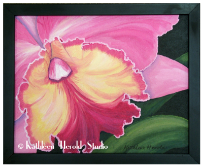 Pink Orchid Acrylic Painting