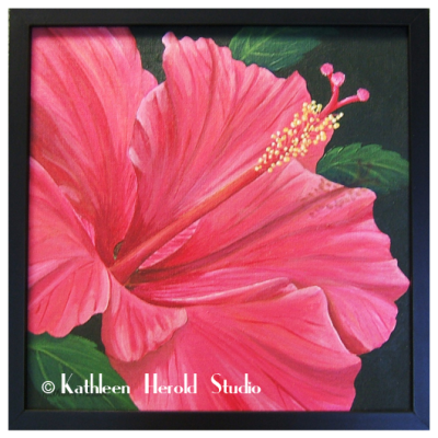 Red Hibiscus Acrylic Painting