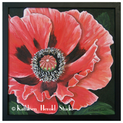 Red Poppy Acrylic Painting