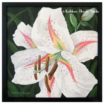 White Tiger Lily Acrylic Painting