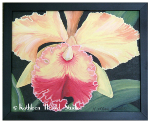 Yellow Orchid Acrylic Painting