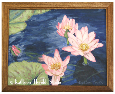 Pink Water Lilies | Acrylic Painting