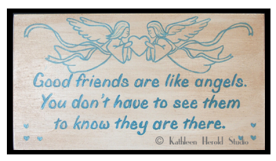Friends Like Angels Wood Plaque | Kathleen Herold Studio